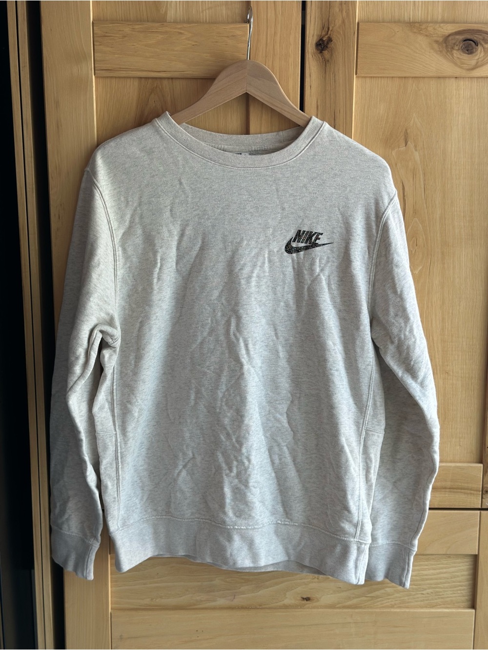 Nike Light Gray Crewneck Sweatshirt with Black Logo